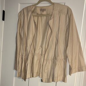 LOFT Beige Ruffle Utility Jacket